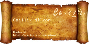 Csillik Áron névjegykártya